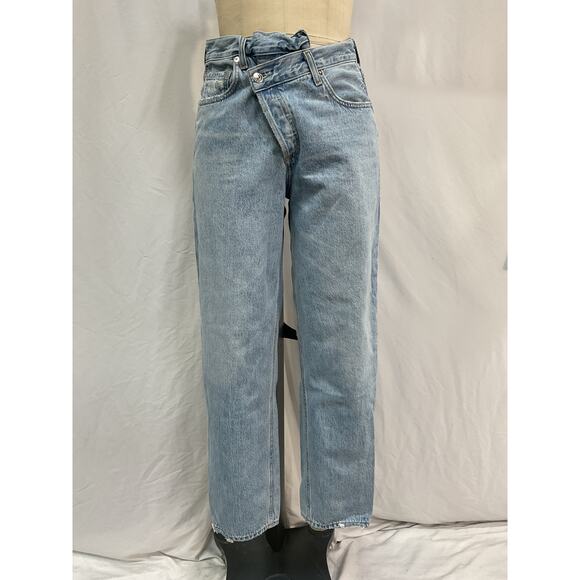 Agolde 'Criss Cross' Blue Cotton Upsized Denim Jean Size 25 - Picture 2 of 5